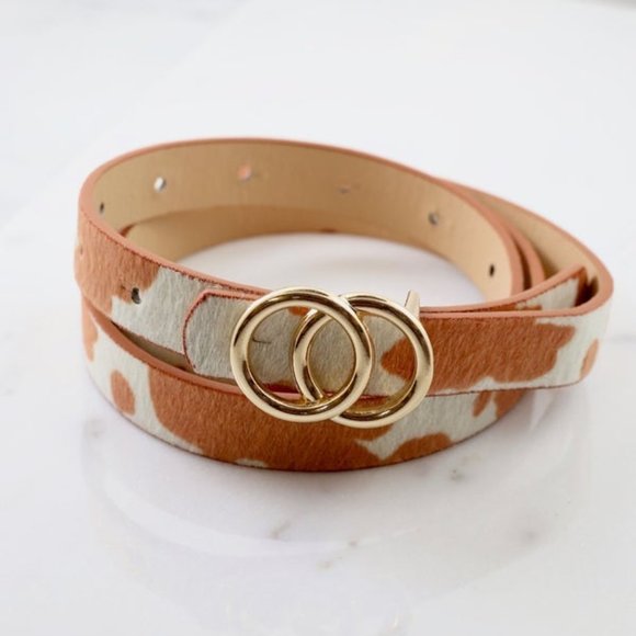 Double O Thin Belt - Cow Print - Picture 1 of 1